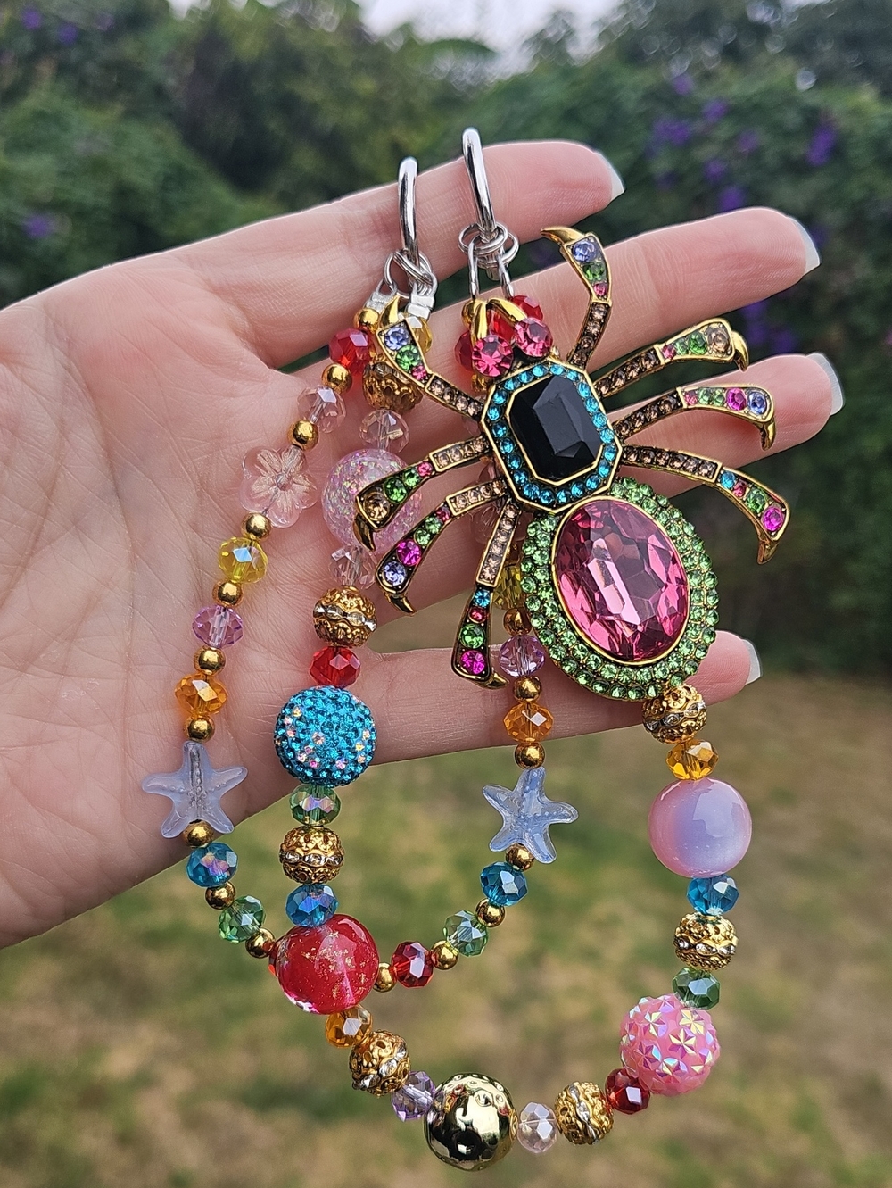 Sparkling Spider Pendant Statement Charm